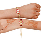 Meenakari Rakhi Bracelet Set with Free Chawal & Kumkum