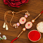 Meenakari Rakhi & Bracelet Set with Free Chawal & Kumkum