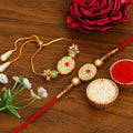 Meenakari Rakhi & Bracelet Set with Free Chawal & Kumkum