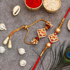 Meenakari Rakhi & Bracelet Set with Free Chawal & Kumkum