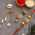 Meenakari Rakhi & Bracelet Set with Free Chawal & Kumkum