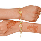 Meenakari Rakhi & Bracelet Set with Free Chawal & Kumkum
