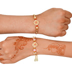 Meenakari Rakhi & Bracelet Set with Free Chawal & Kumkum
