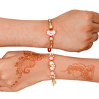 Meenakari Rakhi & Bracelet Set with Free Chawal & Kumkum