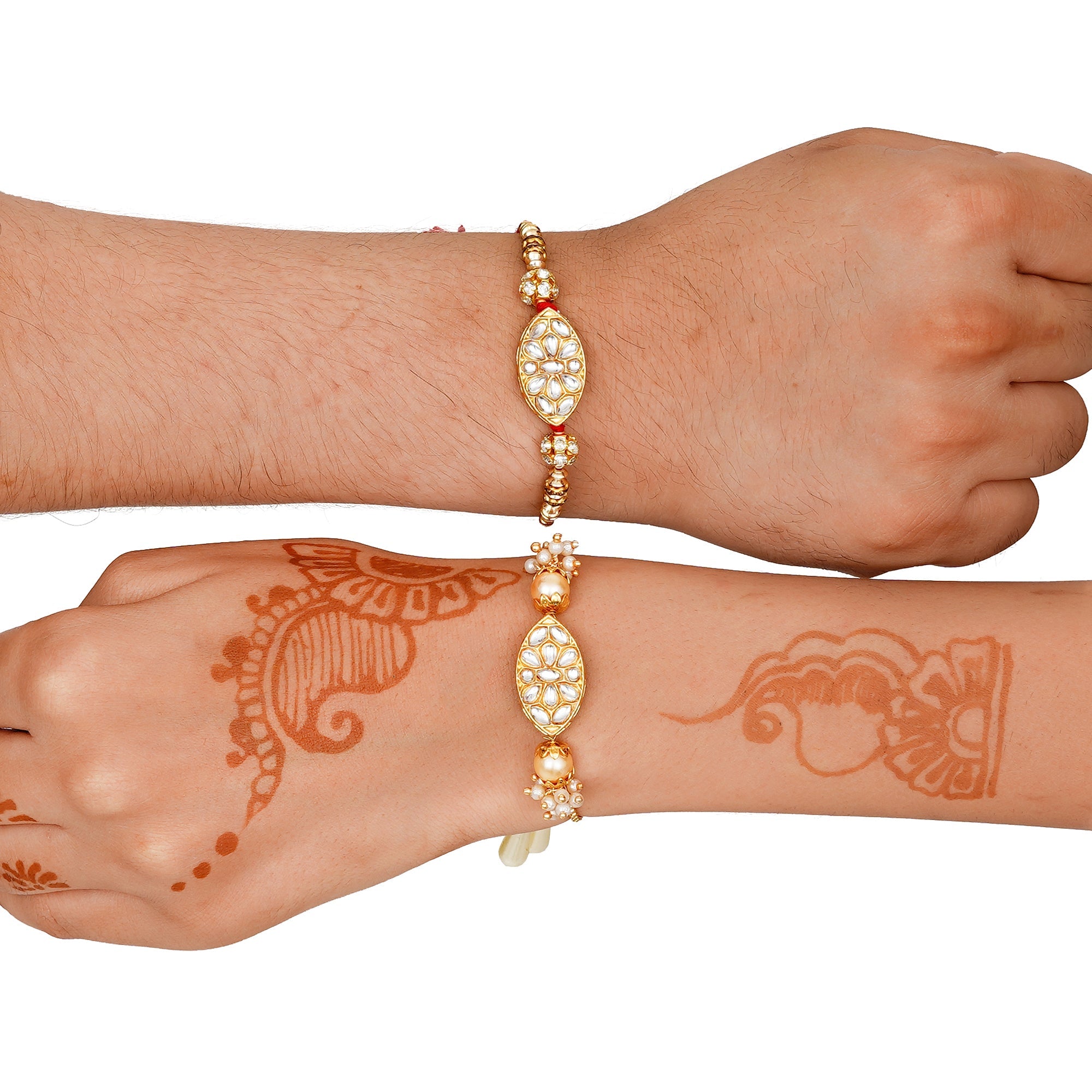 Meenakari Rakhi & Bracelet Set with Free Chawal & Kumkum
