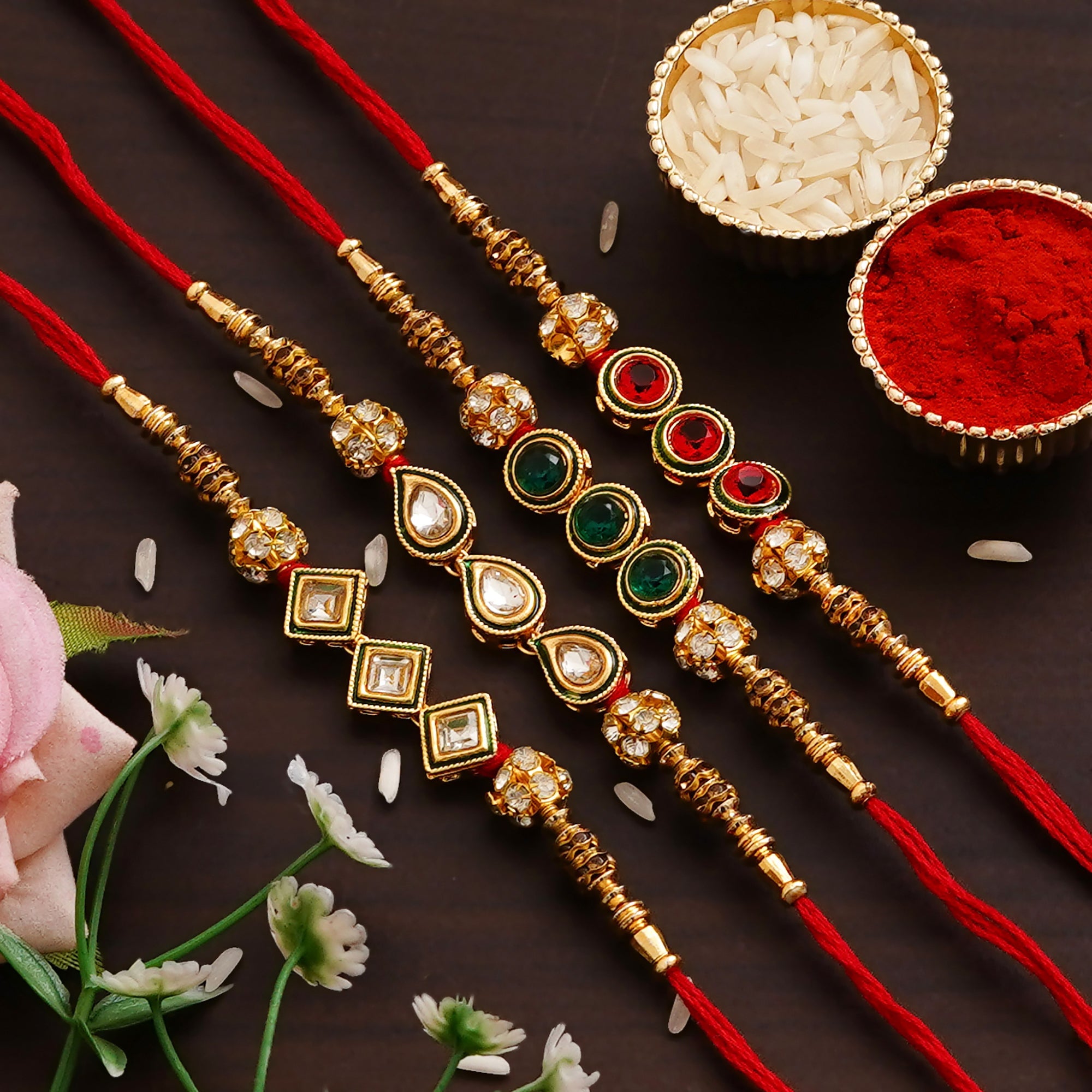 Traditional Rakhi Set with Free Chawal & Kumkum
