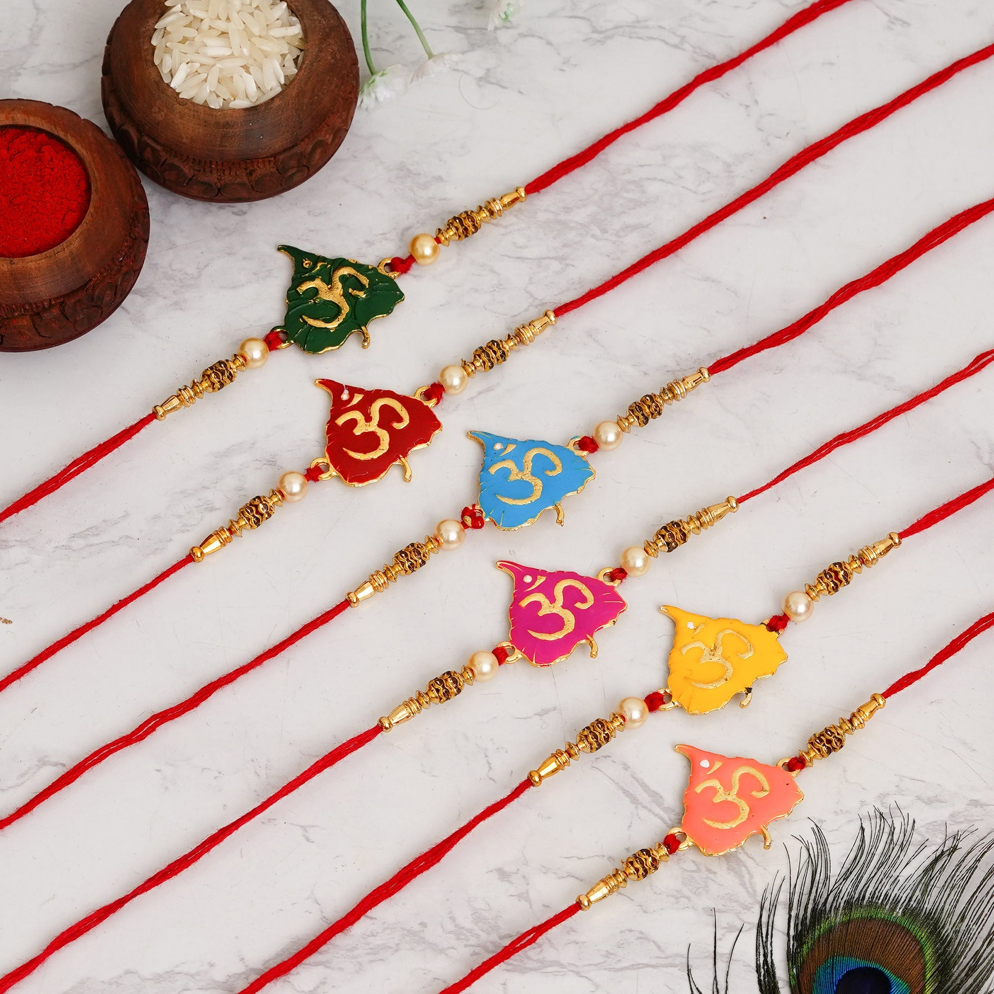 Traditional Rakhi Set with Free Chawal & Kumkum