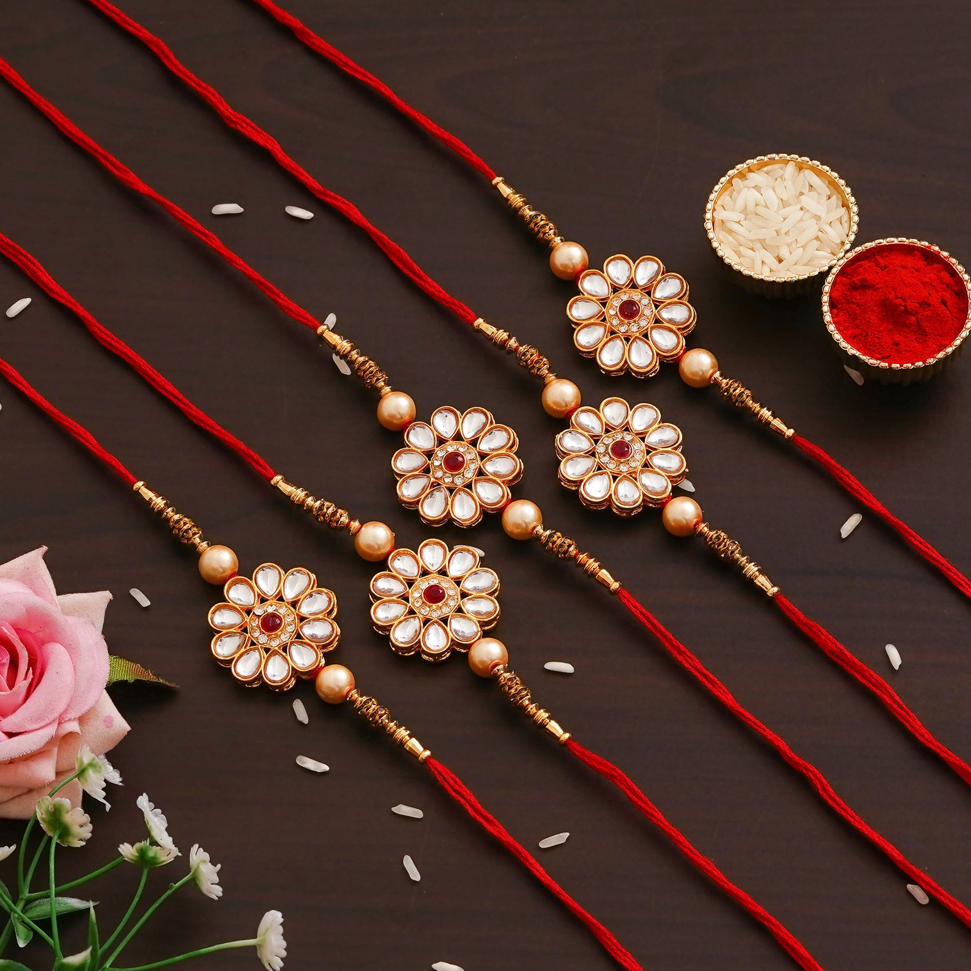 Traditional Rakhi Set with Free Chawal & Kumkum