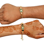 Meenakari Rakhi & Bracelet Set with Free Chawal & Kumkum