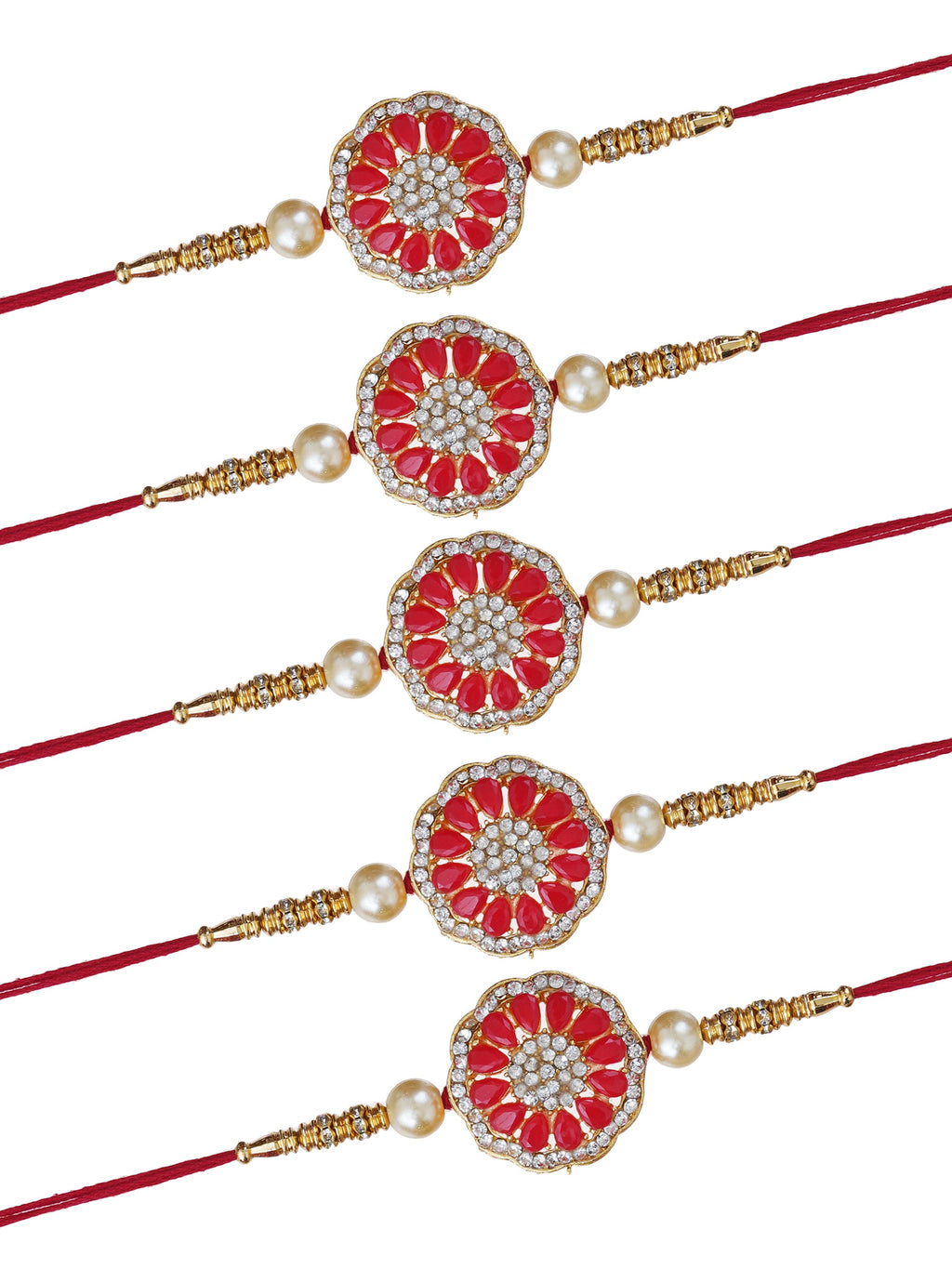 Designer Kundan Rakhi & Bracelet Set with Free Chawal & Kumkum