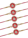 Designer Kundan Rakhi & Bracelet Set with Free Chawal & Kumkum