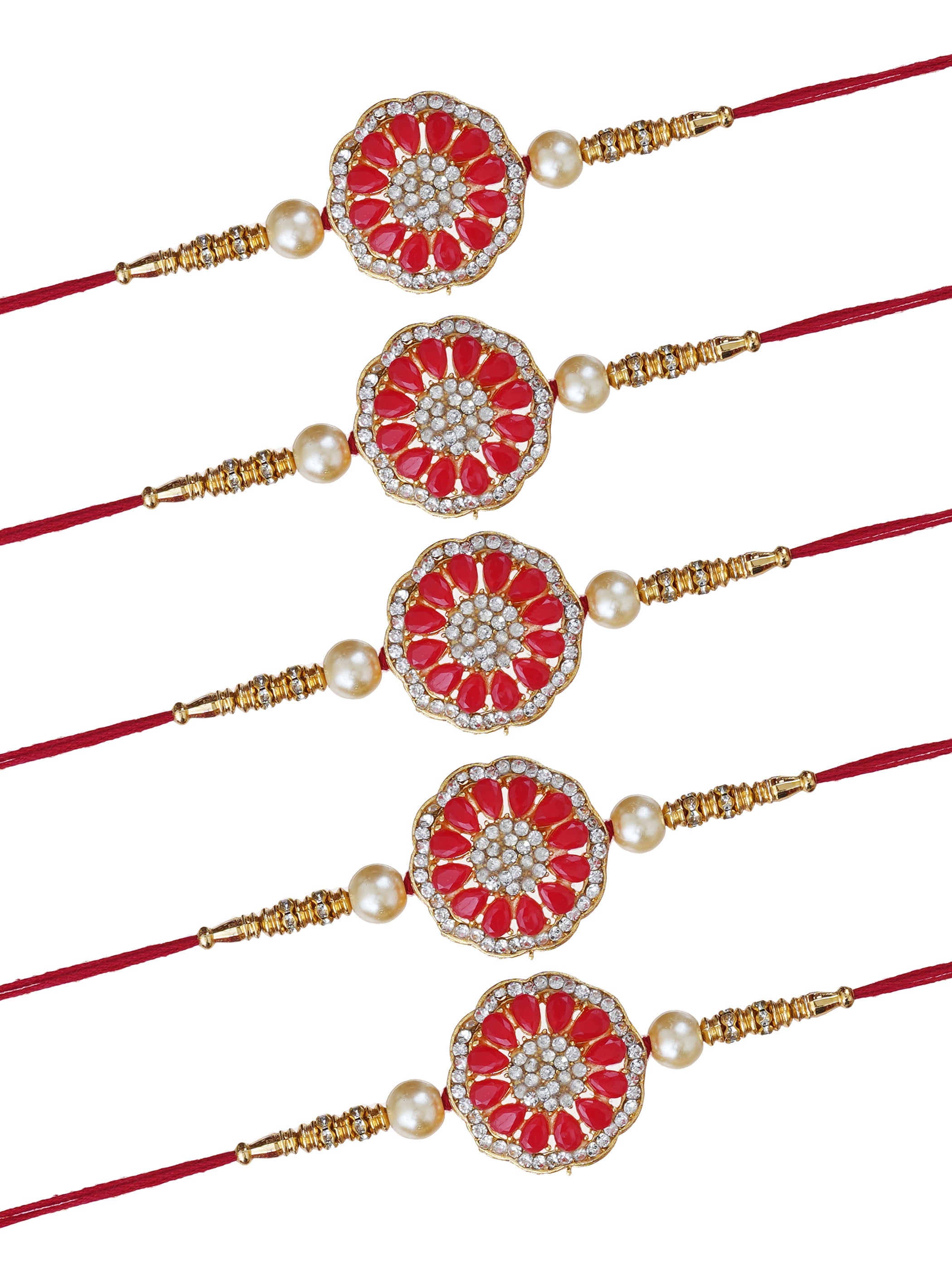 Designer Kundan Rakhi & Bracelet Set with Free Chawal & Kumkum