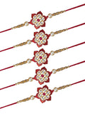 Designer Kundan Rakhi & Bracelet Set with Free Chawal & Kumkum