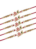 Designer Kundan Rakhi & Bracelet Set with Free Chawal & Kumkum
