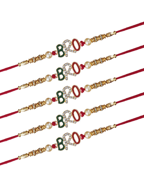 Designer Kundan Rakhi & Bracelet Set with Free Chawal & Kumkum