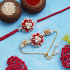 Designer Kundan Rakhi & Bracelet Set with Free Chawal & Kumkum