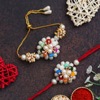 Designer Kundan Rakhi & Bracelet Set with Free Chawal & Kumkum