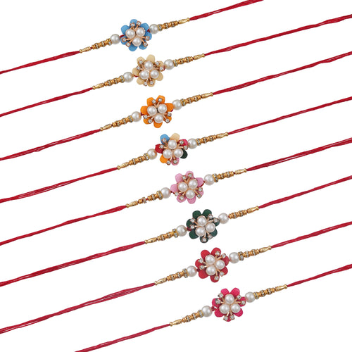 Designer Kundan Rakhi & Bracelet Set with Free Chawal & Kumkum
