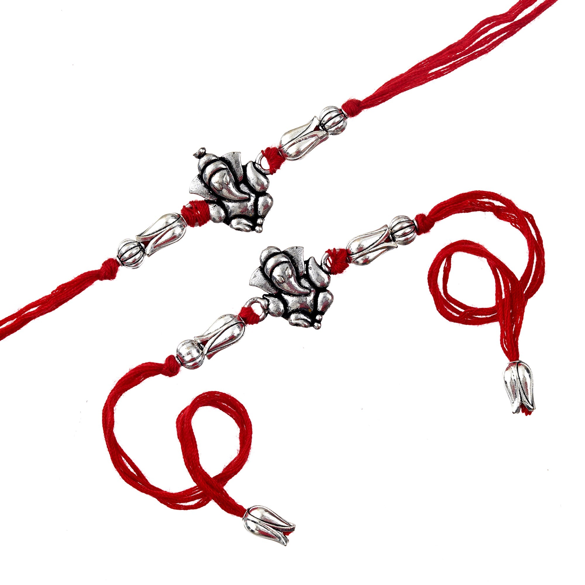 Rakhi Set – Antique Silver Design with Free Chawal & Kumkum