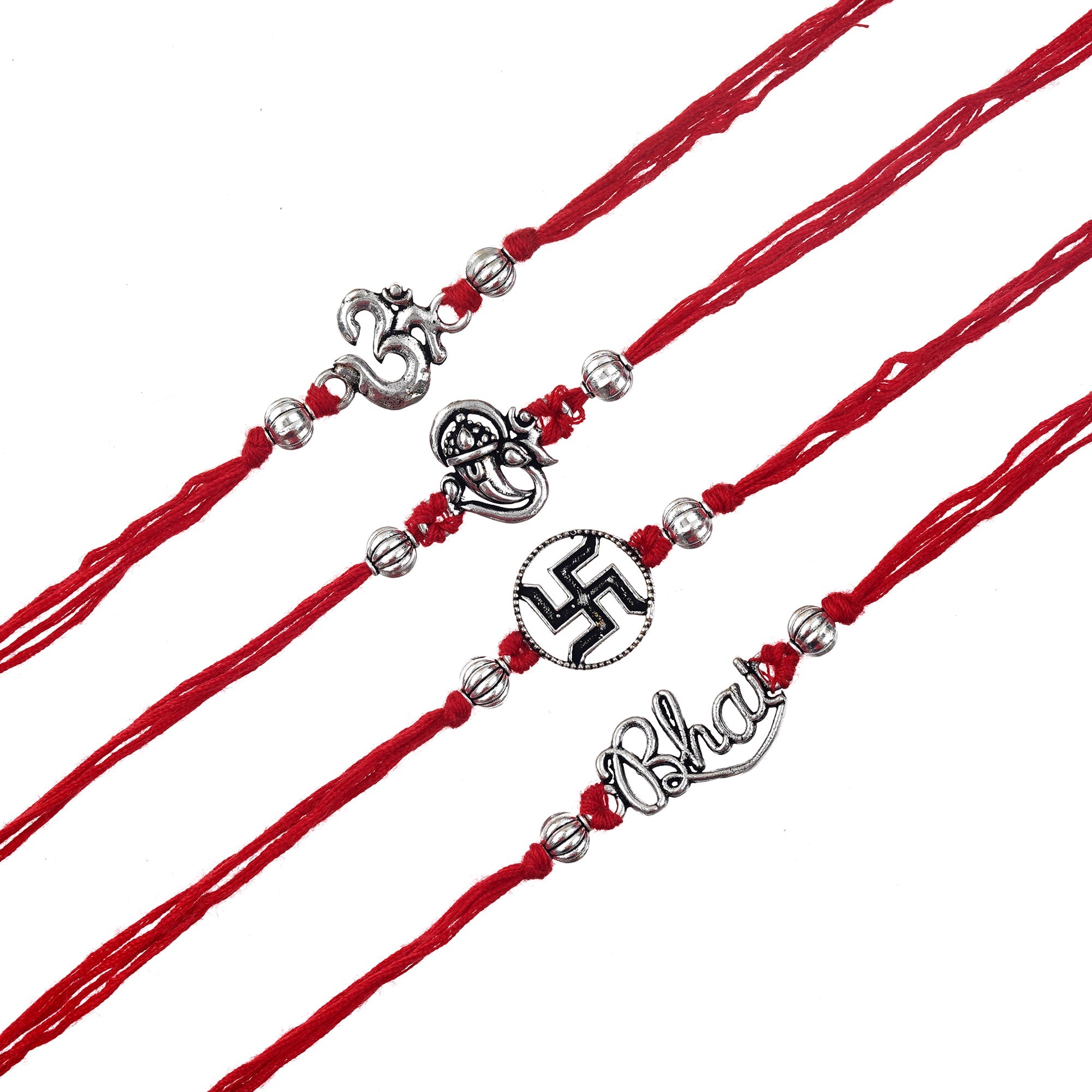Rakhi Set – Antique Silver Design with Free Chawal & Kumkum