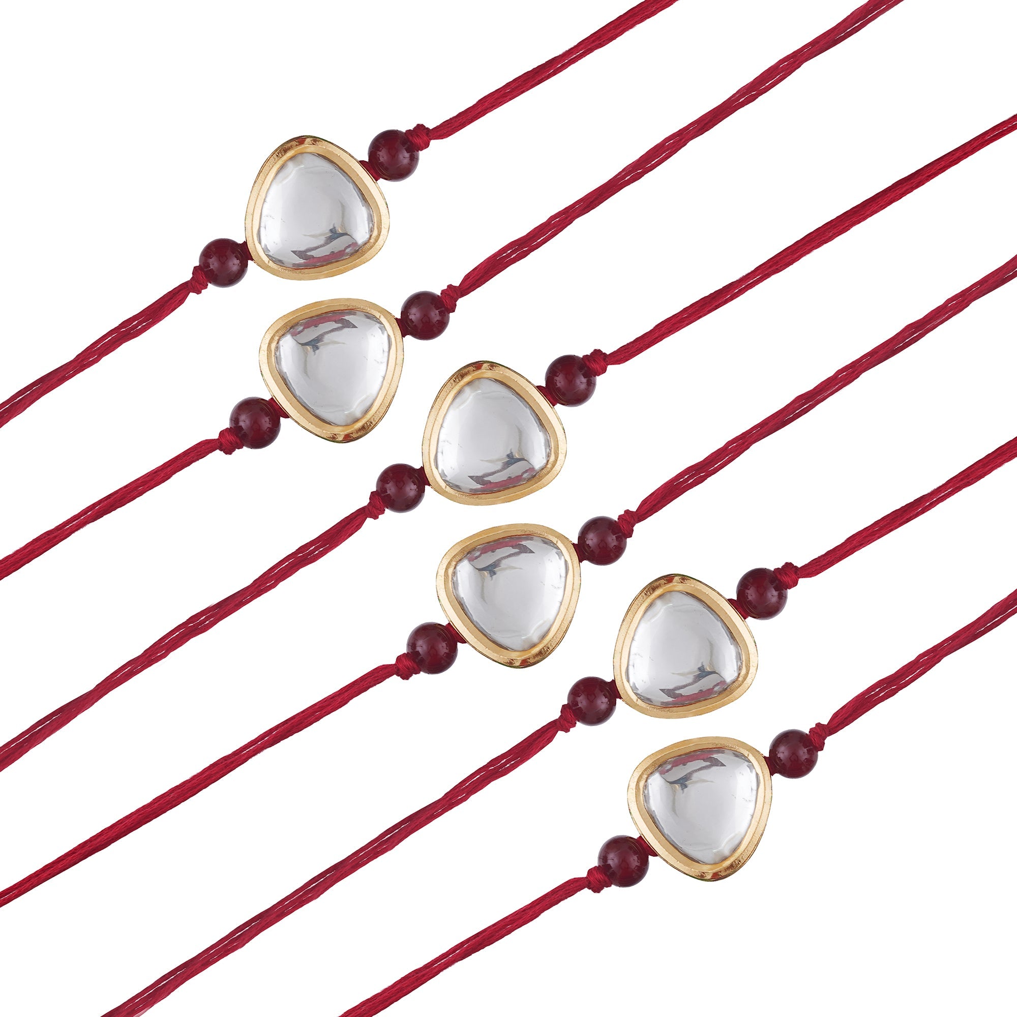 Minimalist Kundan Rakhi Set with Free Kumkum & Chawal