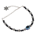 Black Beaded Evil Eye Bracelet Rakhi with Free Chawal & Kumkum